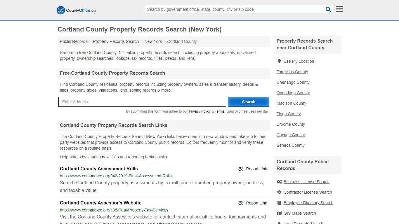 Property Records Search - Cortland County, NY (Assessments ...