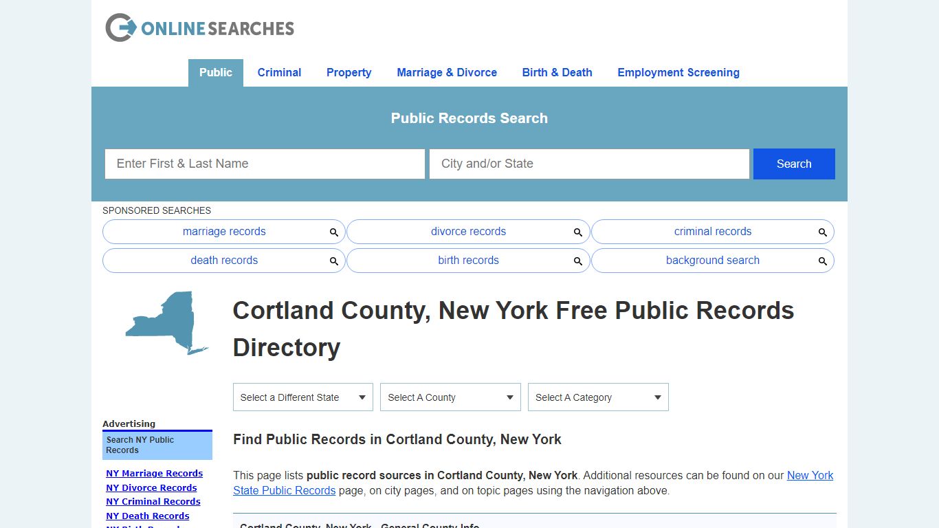 Cortland County, New York Public Records Directory